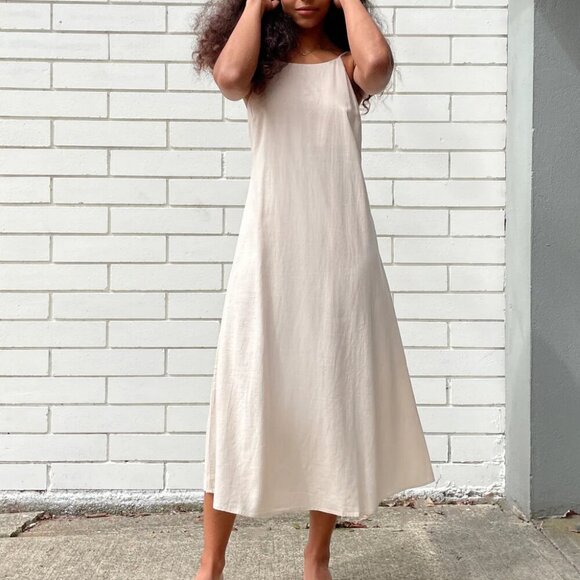 OAK + FORT Linen Blend Midi Dress Oatmeal – Size XS - Picture 2 of 16